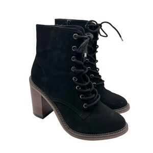 Madden Girl Jettie Black Block Heel Faux Suede Ankle Bootie Boots Size 7 M